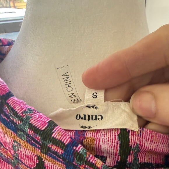 Entro Sz S Plaid Button-Up Women's Top - Pink and Black - Picture 6 of 7